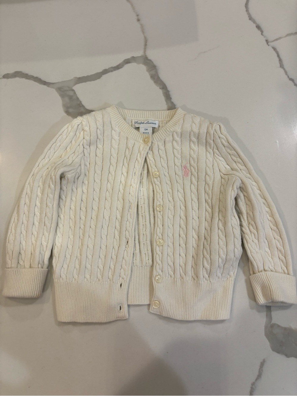 vintage Ralph Lauren cream cable knit cardigan